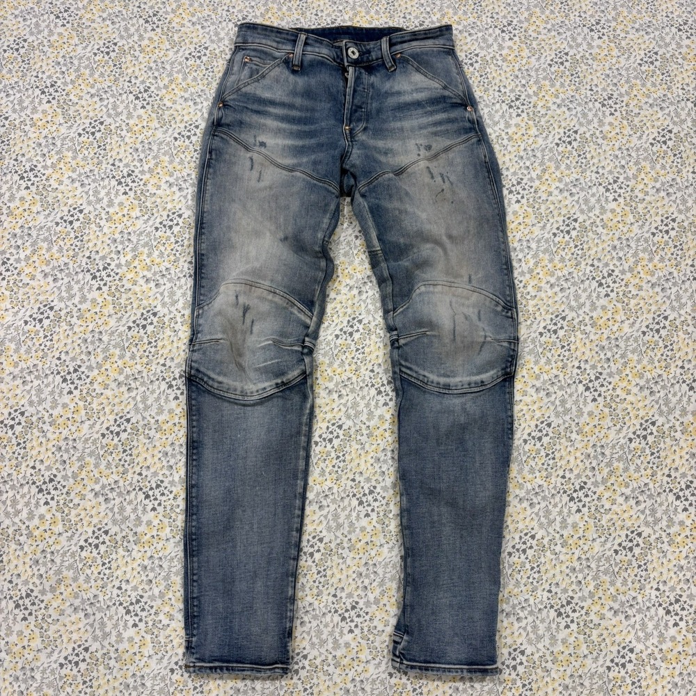 G-Star Raw 5620 3D Zip Jeans Men's 28x32 Double Knee Skinny Blue Wash Denim